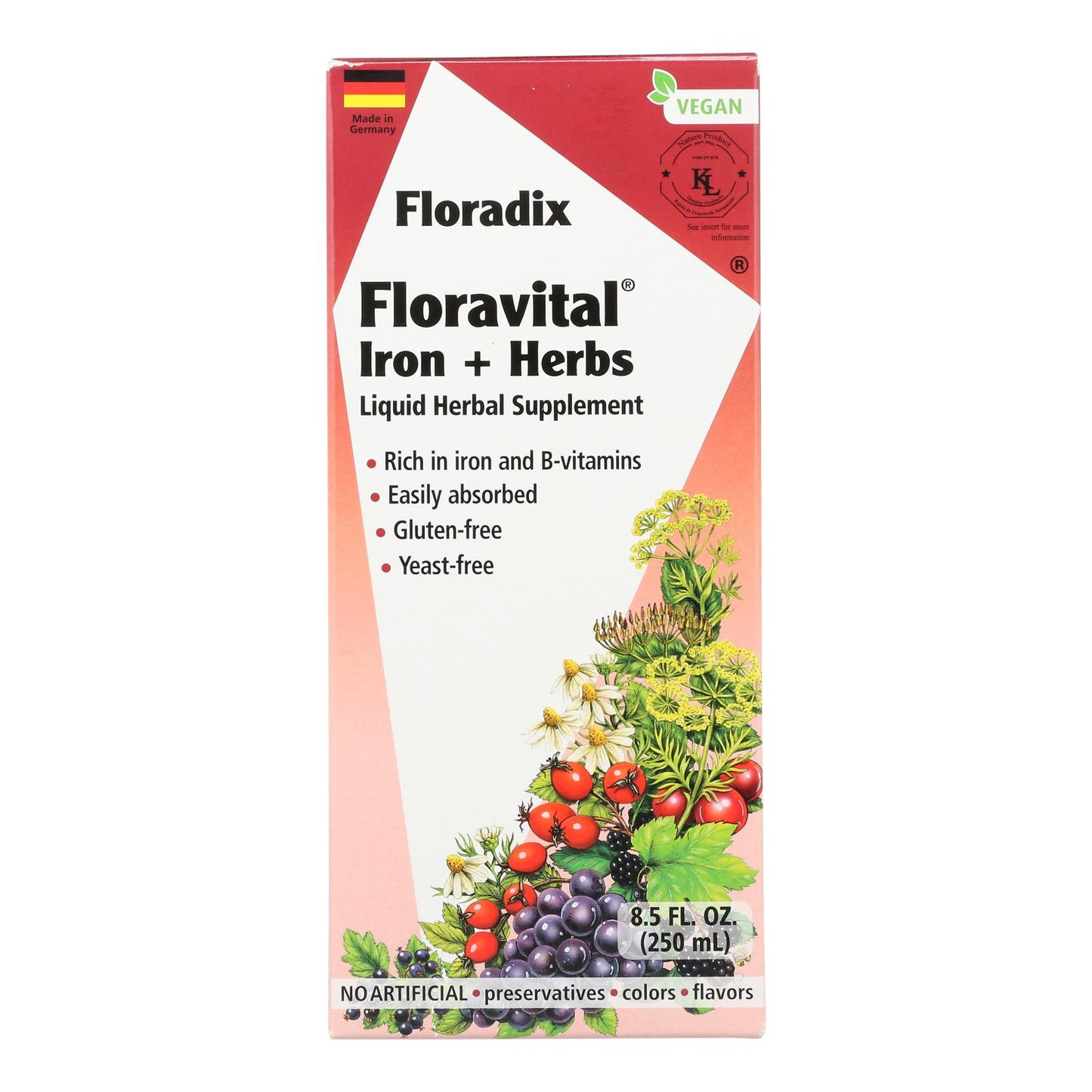 Floradix - Hierro y hierbas Floravital - 1 unidad 1-8,5 Fz