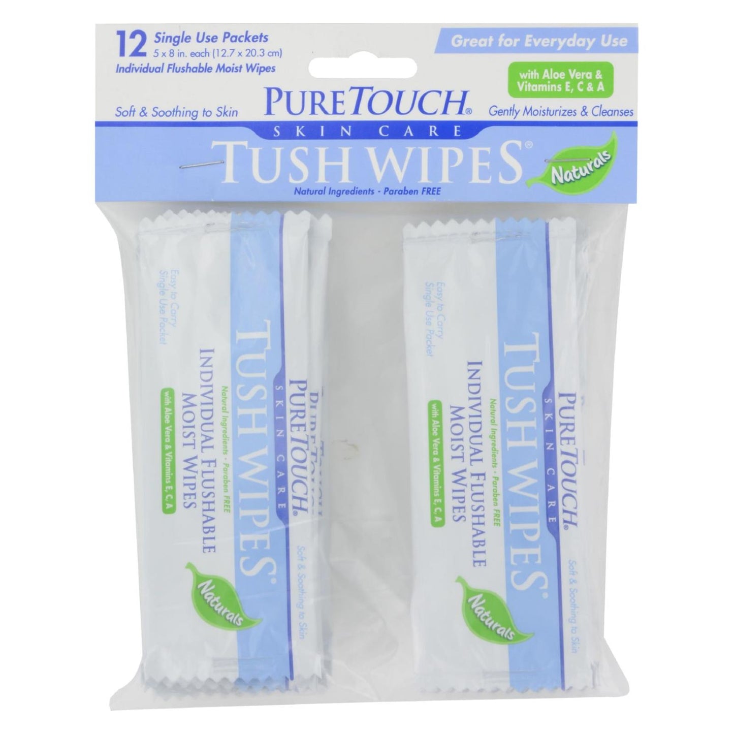 Toallitas húmedas naturales Puretouch Skin Care Tush Wipes - 12 paquetes
