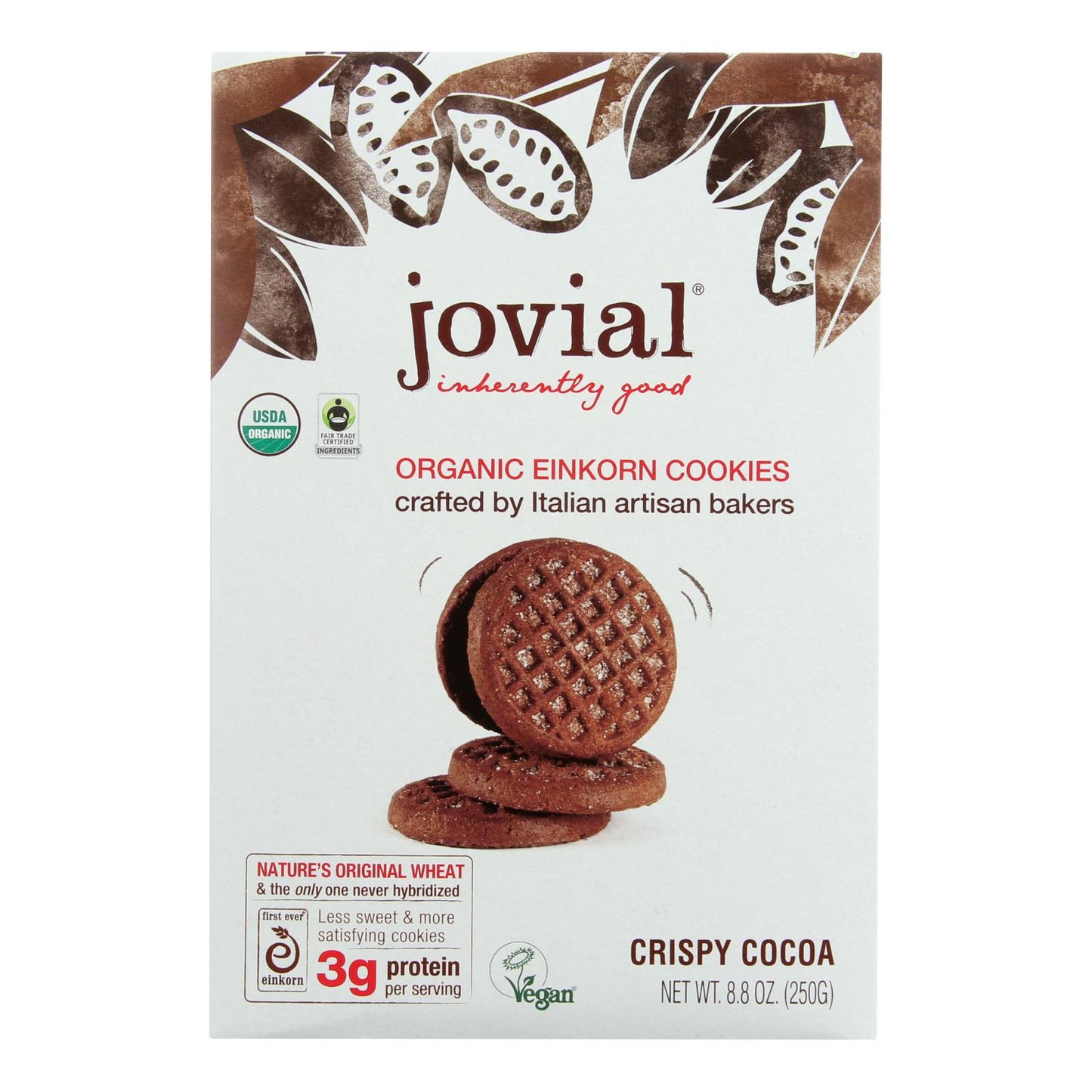 Jovial - Galleta - Orgánica - Einkorn - Cacao crujiente - 8.8 oz - Caja de 12