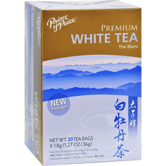Té blanco de peonía natural de primera calidad Prince Of Peace - 20 bolsitas de té