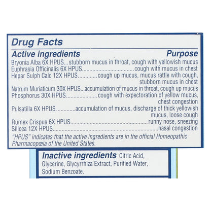 Medicamento homeopático para aliviar la mucosidad y el resfriado en bebés de Hyland's - 1 unidad - 4 oz