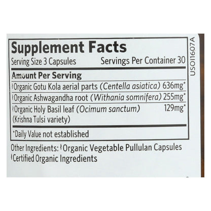 Suplemento de hierbas integrales de Organic India, sueño tranquilo, 1 unidad, 90 cápsulas vegetales