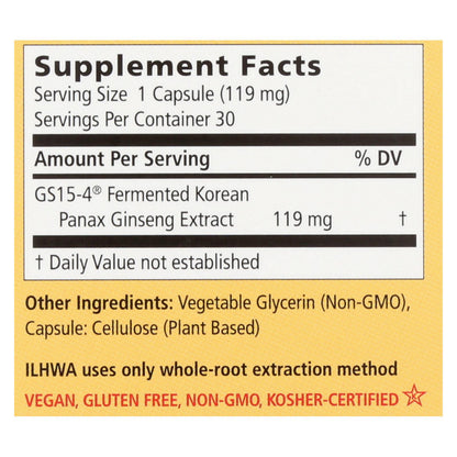 Suplemento herbal de ginseng fermentado con enzimas Ilhwa - 1 unidad - 30 cápsulas