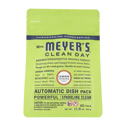 Mrs. Meyer's Clean Day - Paquetes para lavavajillas automáticos - Verbena de limón - Caja de 6 - 12,7 oz
