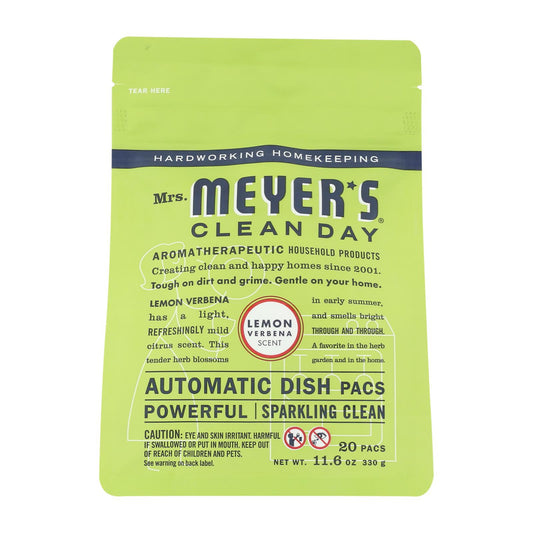 Mrs. Meyer's Clean Day - Paquetes para lavavajillas automáticos - Verbena de limón - Caja de 6 - 12,7 oz