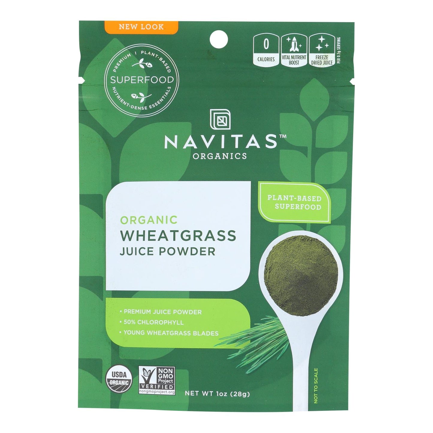 Polvo de pasto de trigo de Navitas Naturals, orgánico, 1 oz, caja de 6