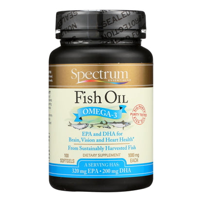 Spectrum Essentials Omega-3 鱼油膳食补充剂 - 1 片 - 100 粒