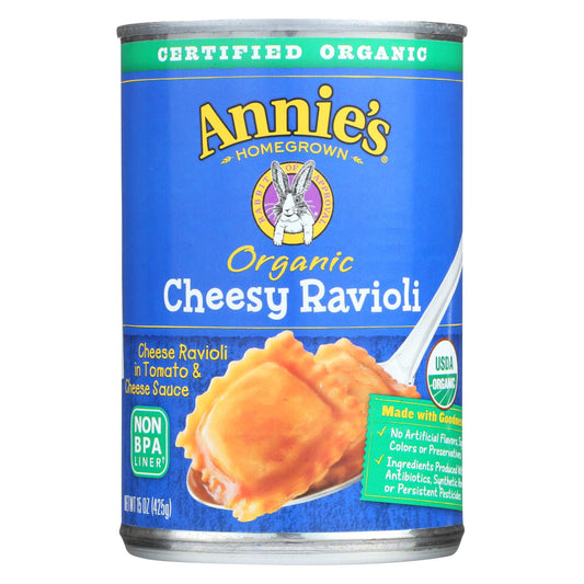 Ravioles con queso orgánico de cosecha propia de Annie en salsa de tomate y queso - Caja de 12 - 15 oz.