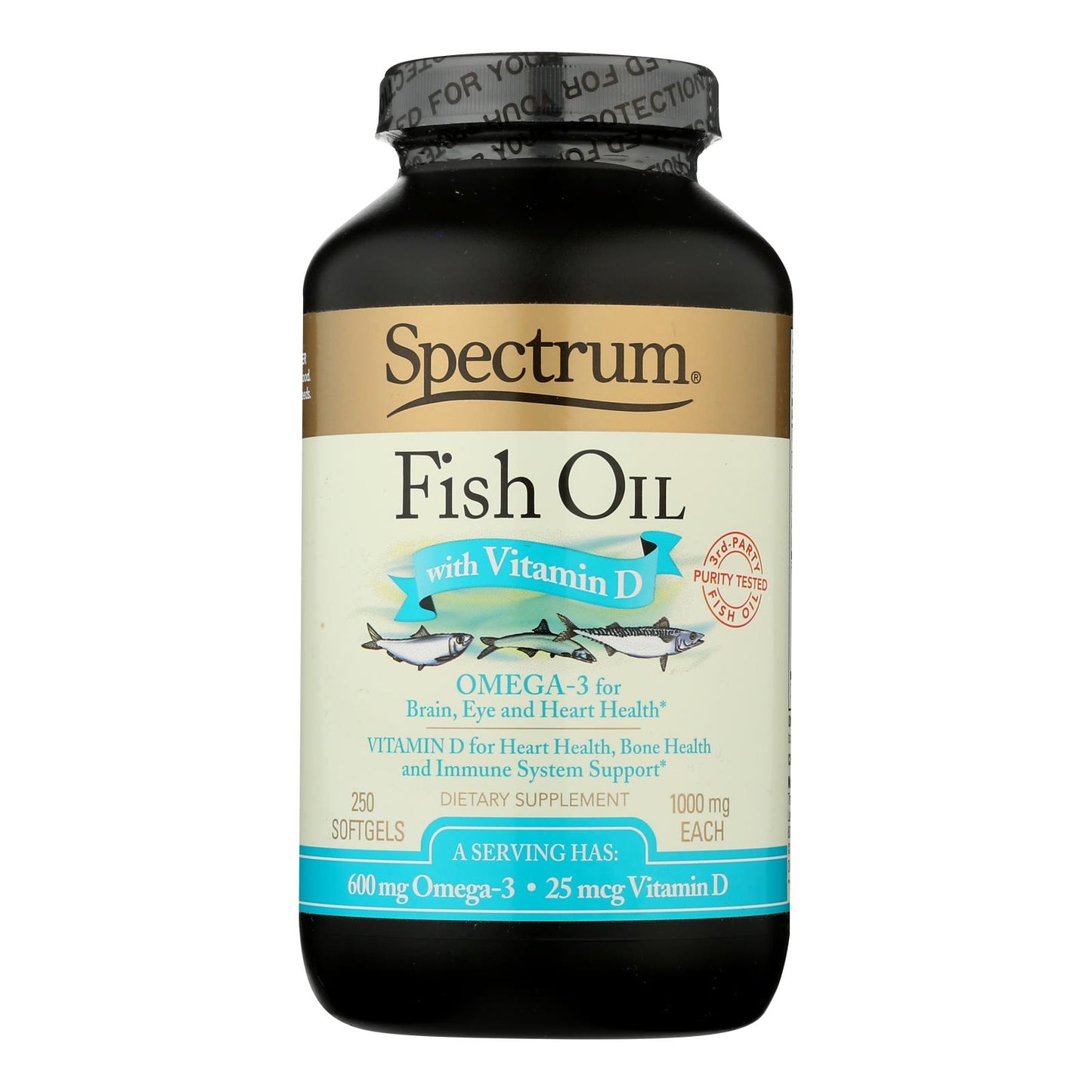 Suplemento dietético de aceite de pescado omega-3 con vitamina D de Spectrum Essentials (1 unidad, 250 cápsulas)