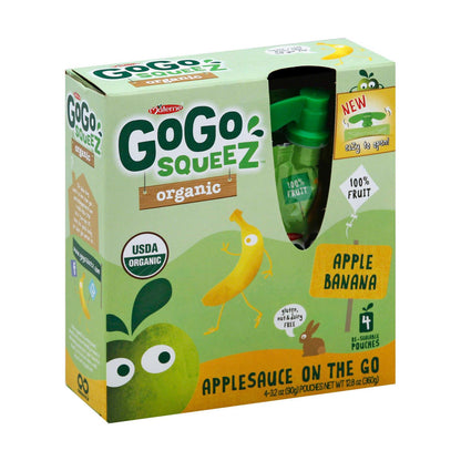 Puré de manzana Gogo Squeeze - Manzana y plátano - Caja de 12 - 3,2 oz.