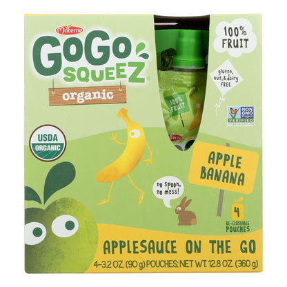Puré de manzana Gogo Squeeze - Manzana y plátano - Caja de 12 - 3,2 oz.