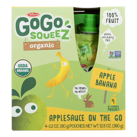 Puré de manzana Gogo Squeeze - Manzana y plátano - Caja de 12 - 3,2 oz.