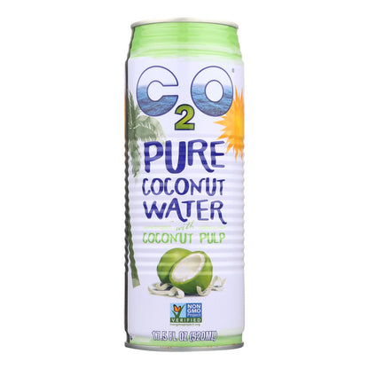 C2o - Agua de coco pura Agua de coco con pulpa pura - Caja de 12 - 17,5 fl oz