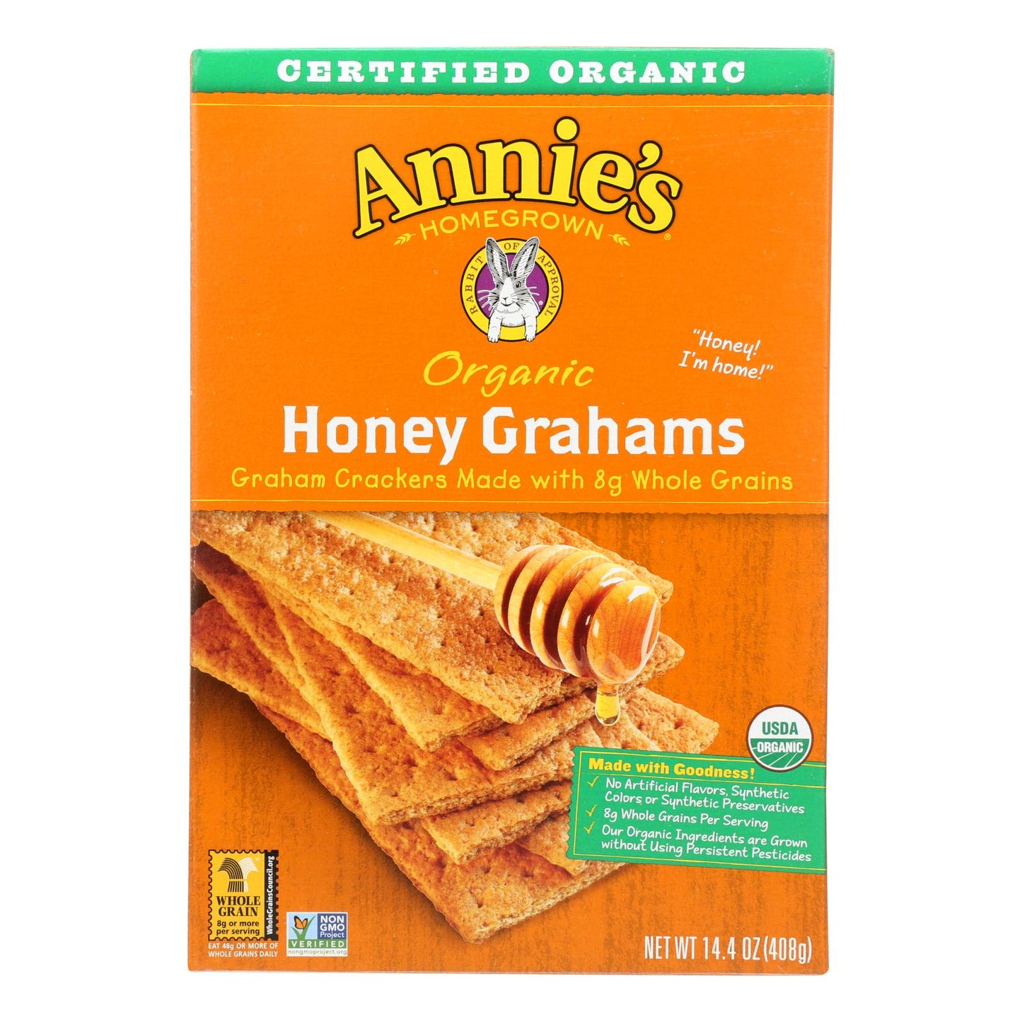 Galletas Graham con miel orgánicas de cosecha propia de Annie - Caja de 12 - 14,4 oz.