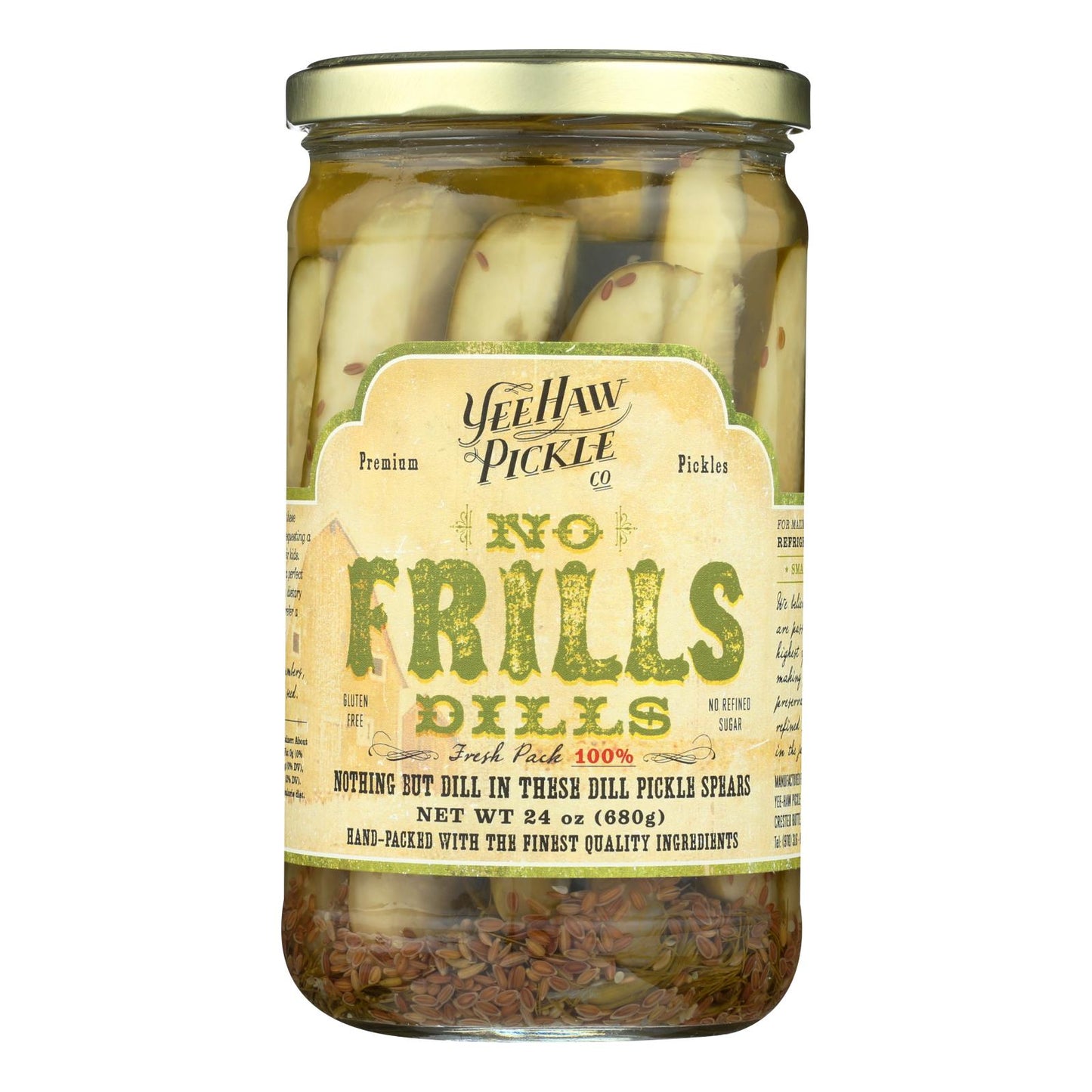 Pickle Dills de Yee-haw, sin lujos, caja de 6, 24 oz.