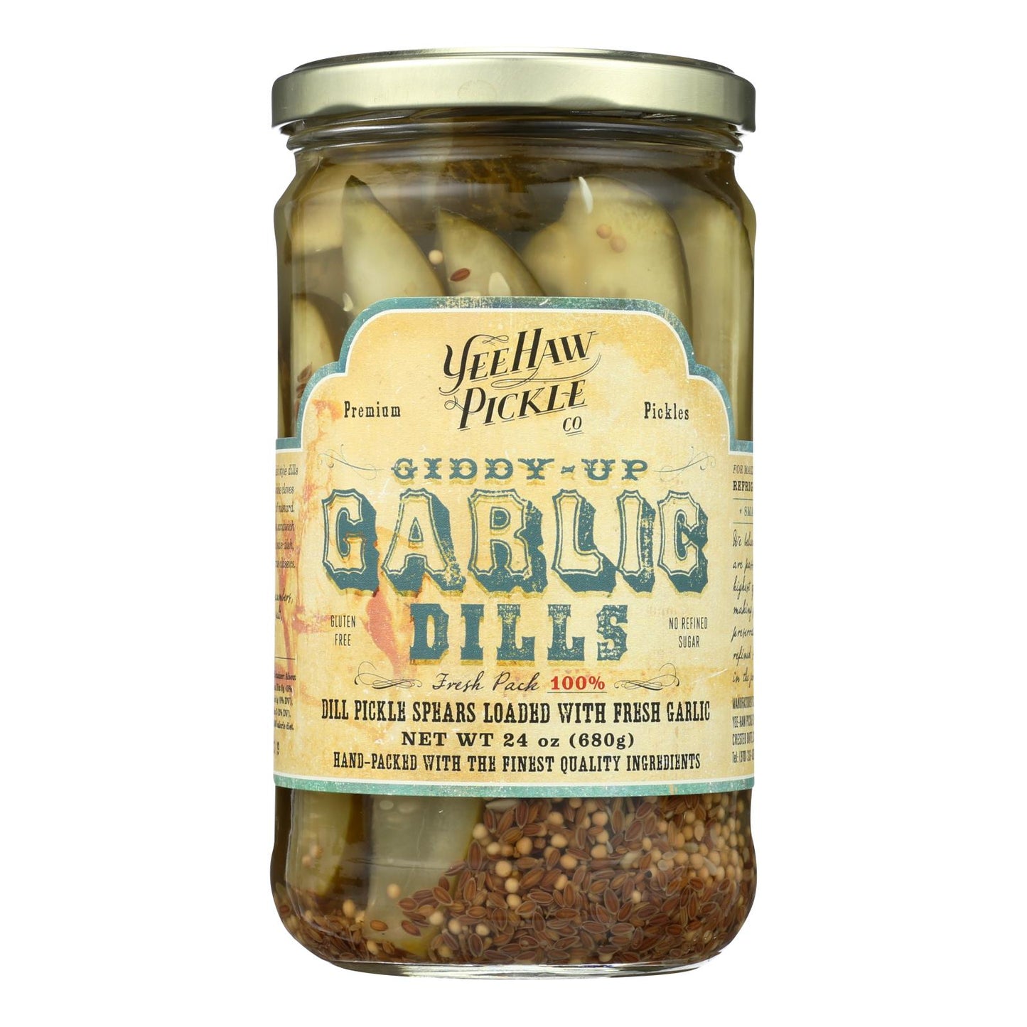 Pickle Dills de Yee-haw Pickle - Giddy Up Garlic - Caja de 6 - 24 oz.