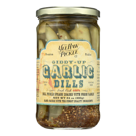 Pickle Dills de Yee-haw Pickle - Giddy Up Garlic - Caja de 6 - 24 oz.