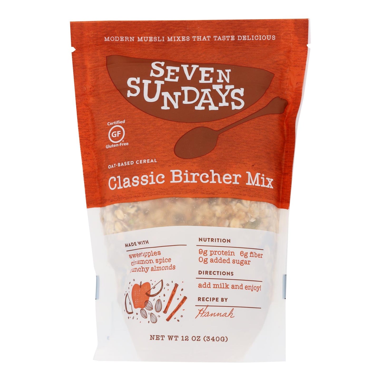 Muesli Bircher sin azúcar Seven Sundays - Caja de 6 - 12 oz