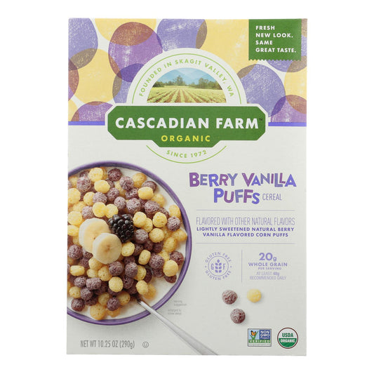 Cereales orgánicos de Cascadian Farm, sabor a vainilla y frutos del bosque, 10,25 oz, caja de 12