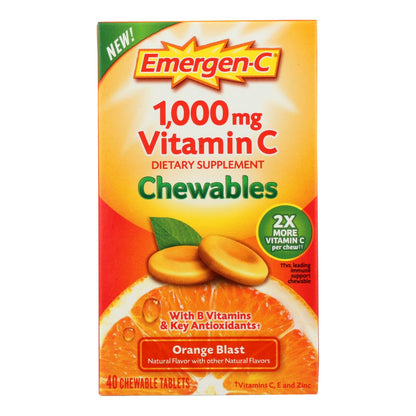 Emergen-c - Tabletas masticables sabor naranja - 1 unidad - 40 unidades