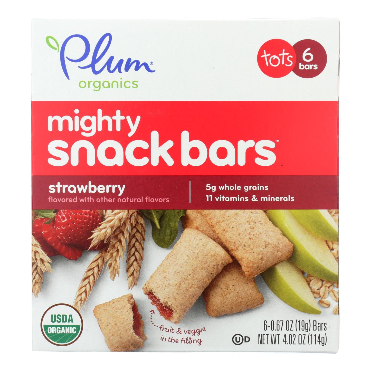 Barras de Plum Tots de Plum Organics, bocadillos de fresa y espinaca, caja de 8, 6 unidades, 0,67 oz