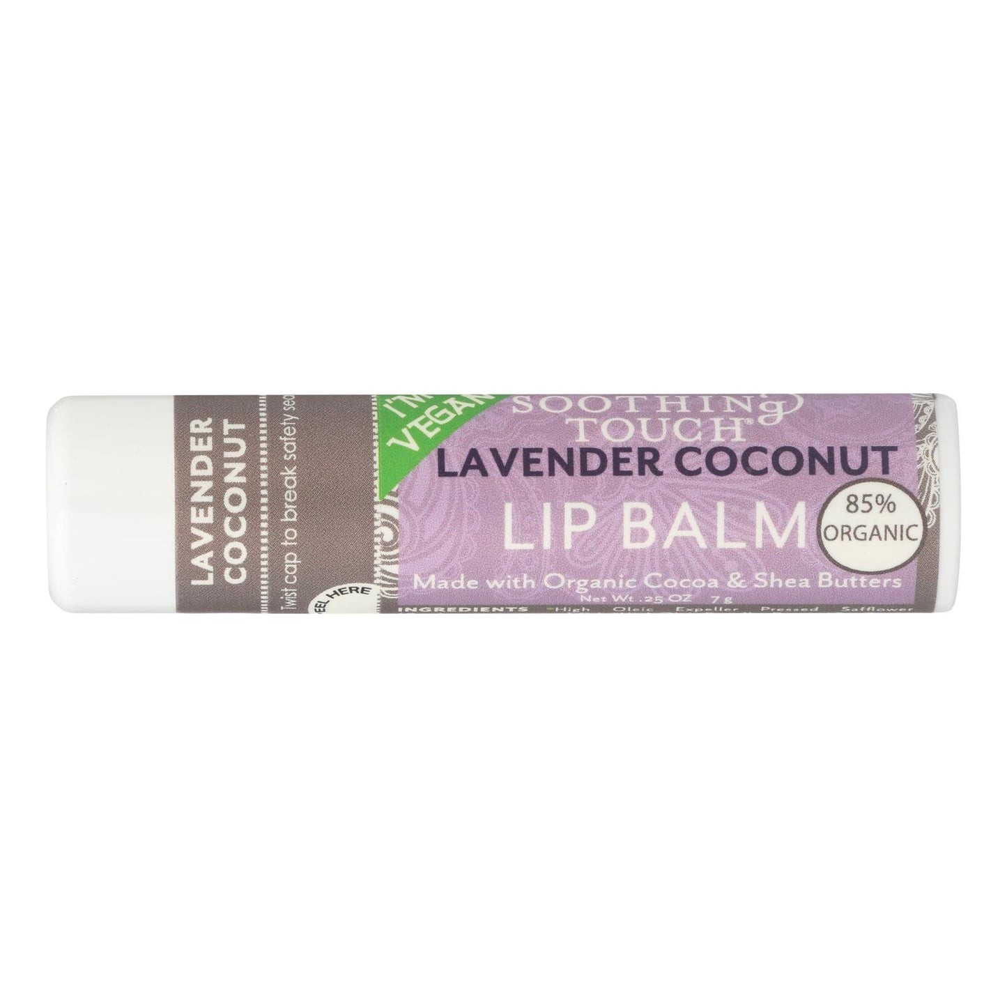 Bálsamo labial vegano de lavanda y coco Soothing Touch (caja de 12) de 0,25 oz