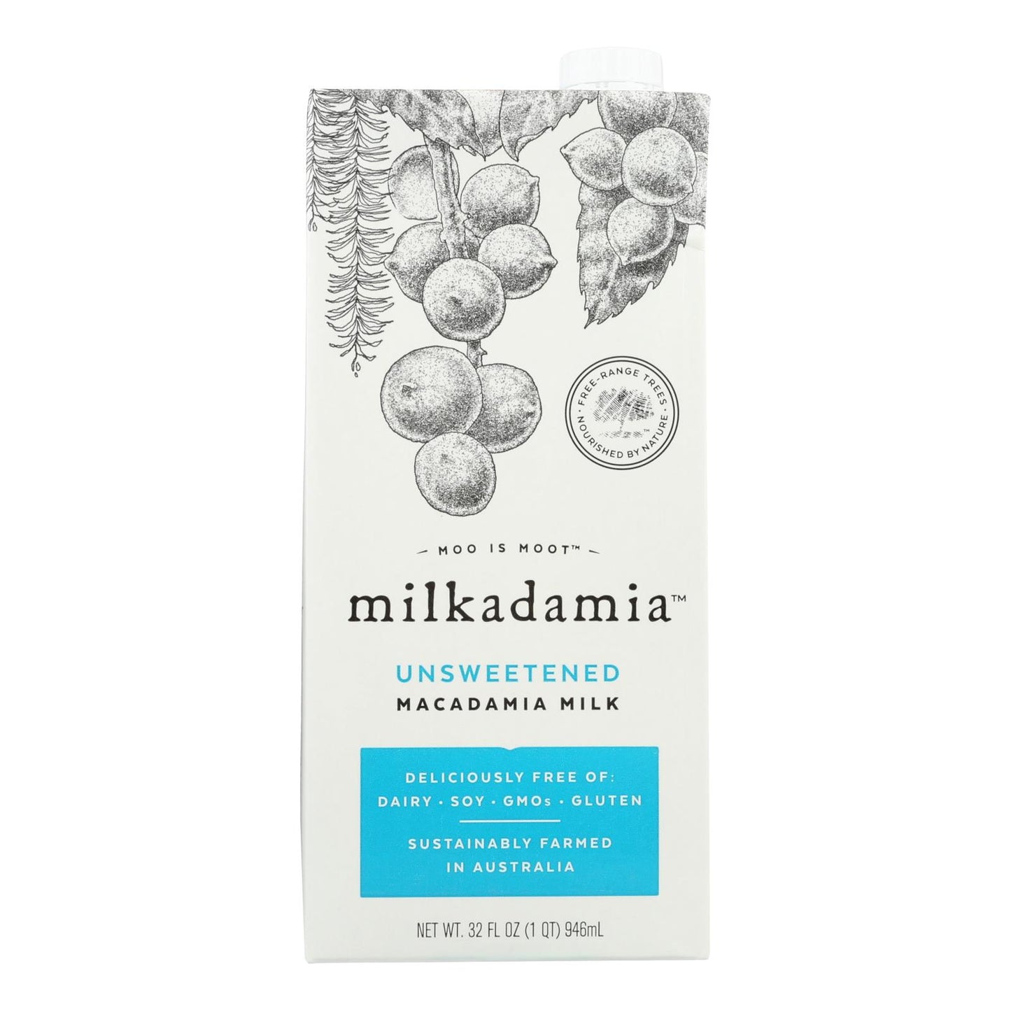 Milkadamia 牛奶 - 不加糖 - 6 瓶装 - 32 液体盎司。