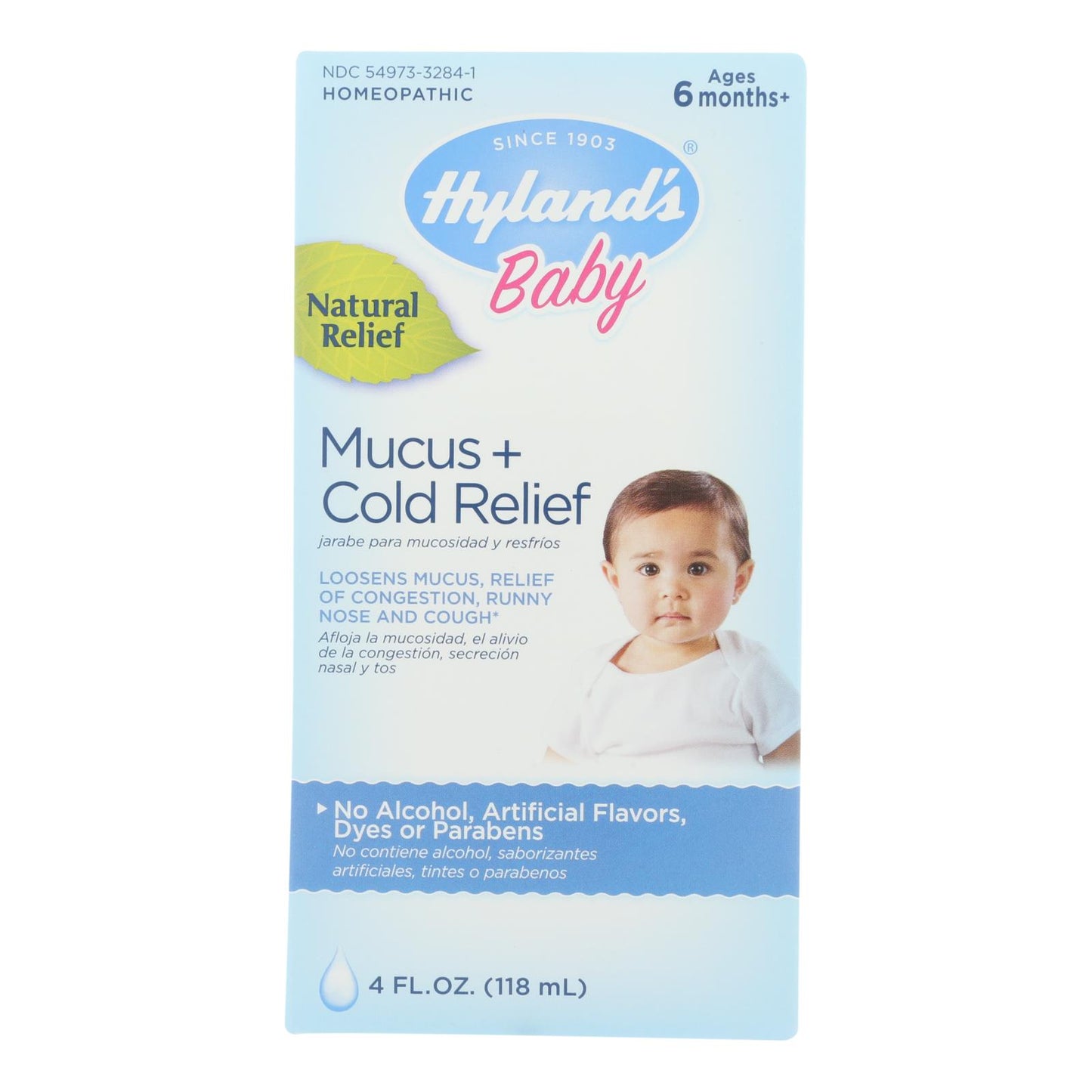 Medicamento homeopático para aliviar la mucosidad y el resfriado en bebés de Hyland's - 1 unidad - 4 oz