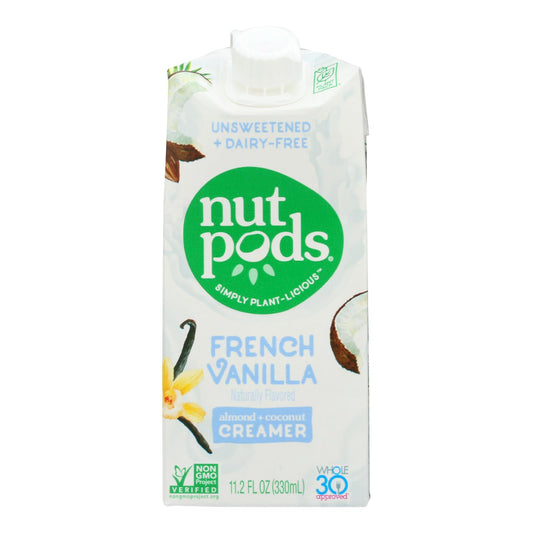 Nutpods - Crema sin lácteos, sabor vainilla francesa, sin azúcar, caja de 12, 11,2 onzas líquidas.