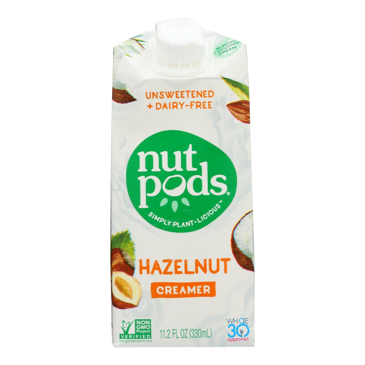 Nutpods - Crema sin lácteos con sabor a avellanas y sin azúcar - Caja de 12 - 11,2 onzas líquidas.