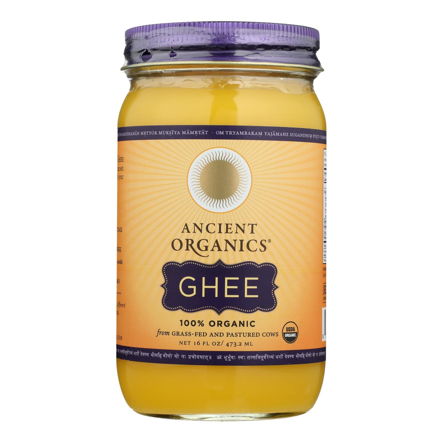 Ancient Organics - Ghee artesanal orgánico - Caja de 6 - 16 fl oz.