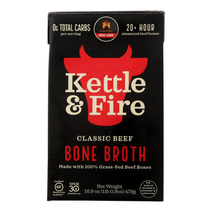 Caldo de huesos de res Kettle &amp; Fire - Caja de 6 - 16,9 oz