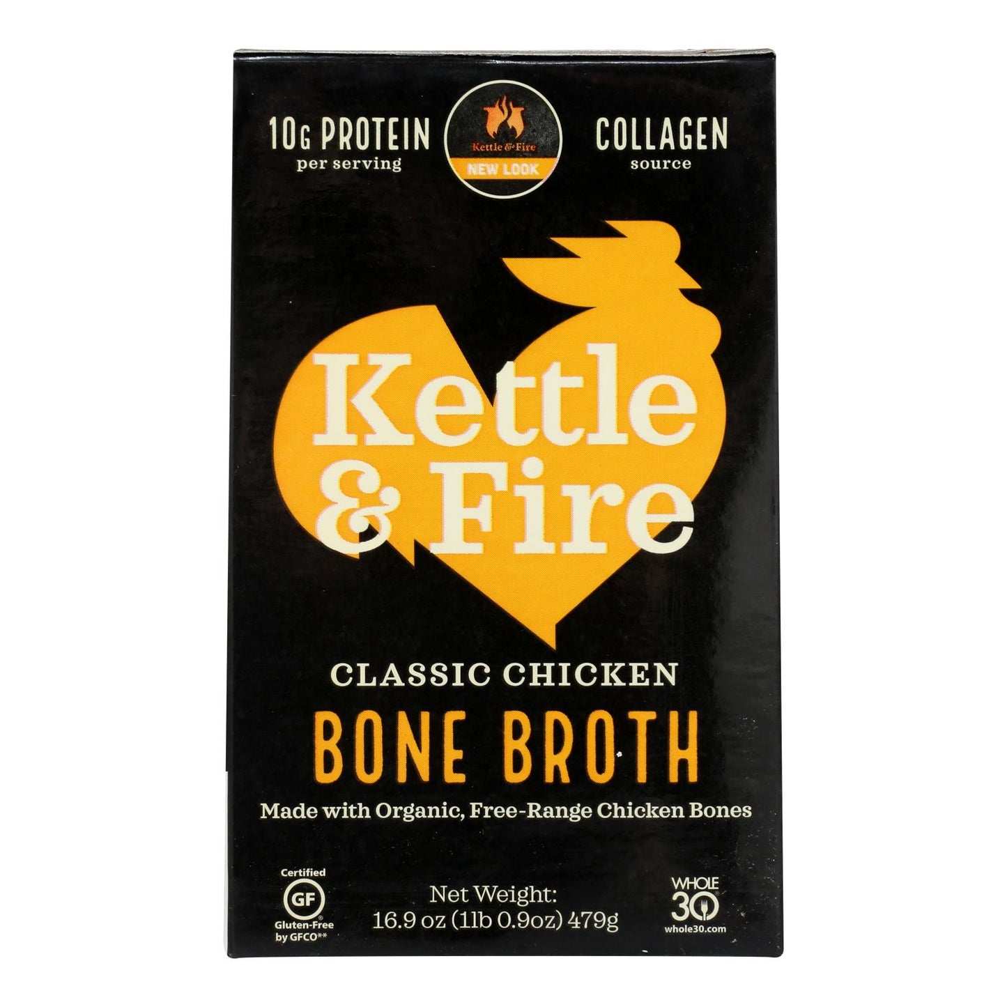 Caldo de huesos de pollo Kettle &amp; Fire - Caja de 6 - 16,9 oz