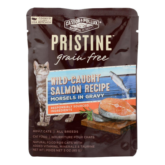 Alimento húmedo para gatos Castor &amp; Pollux Pristine Grain-free Wild-caught Salmon Recipe - Caja de 24 - 3 oz