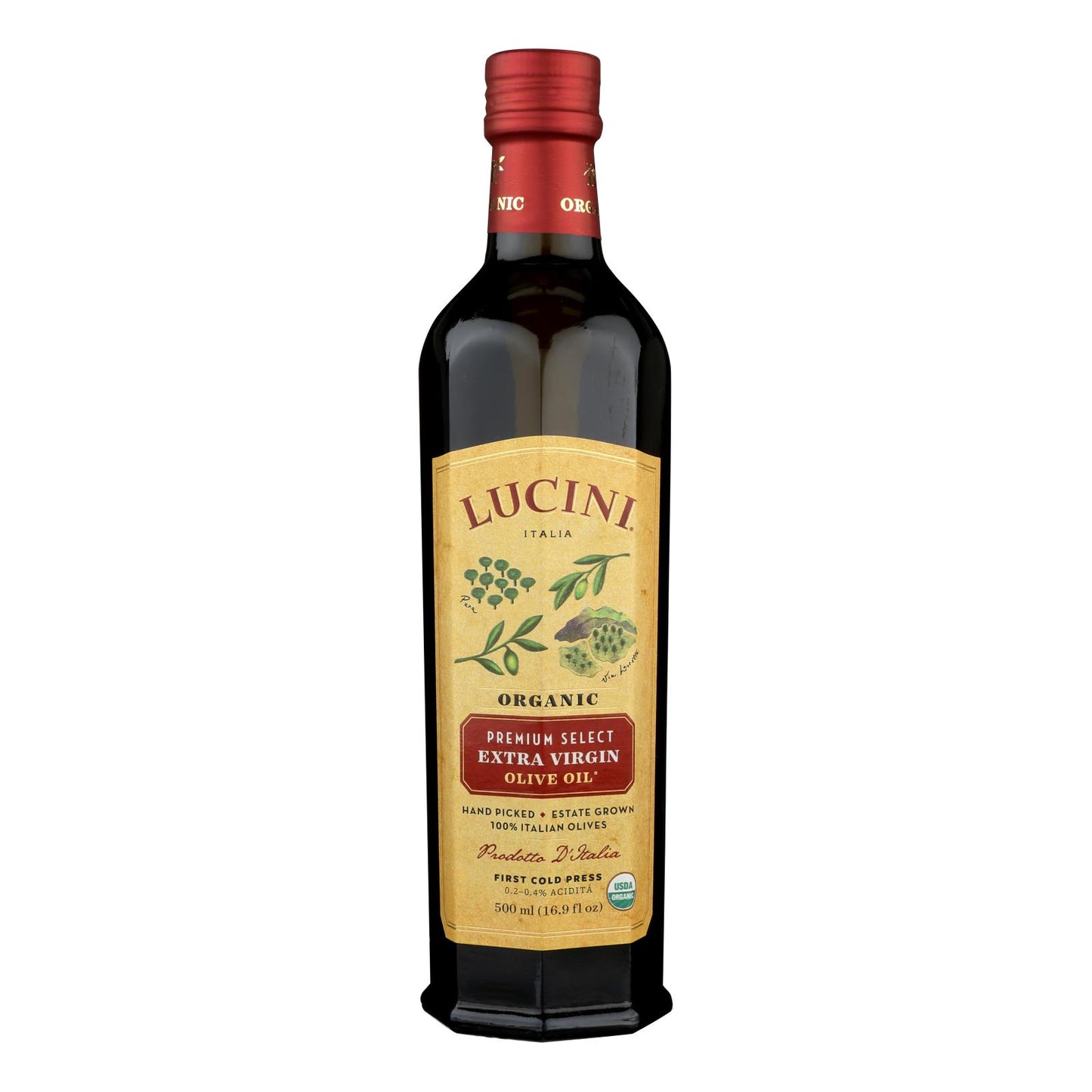 Aceite de oliva Lucini Italia - Orgánico - X-virgen - Grande - Caja de 6 - 16,9 Fl Oz