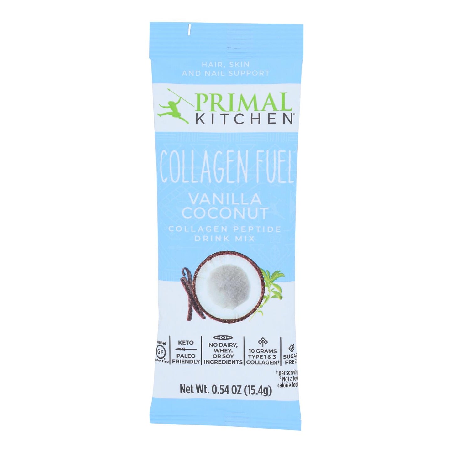 Mezcla para bebida de colágeno con péptidos y sabor a vainilla y coco de Primal Kitchen, caja de 12, 0,54 oz