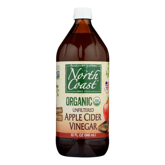Vinagre de sidra de manzana orgánico sin filtrar de North Coast - Caja de 6 - 32 Fz