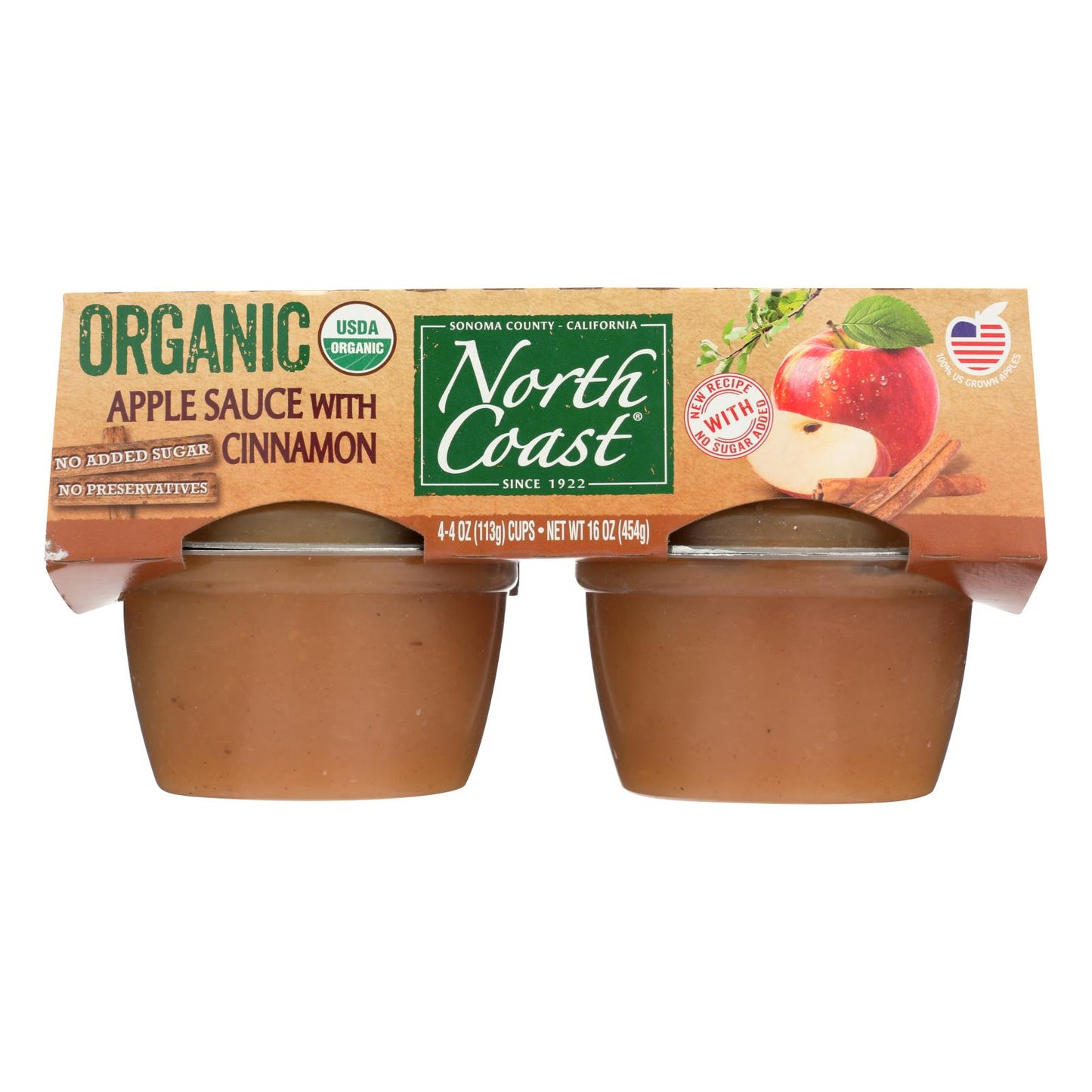 Puré de manzana orgánico de la costa norte - Caja de 12 - 4/4 oz