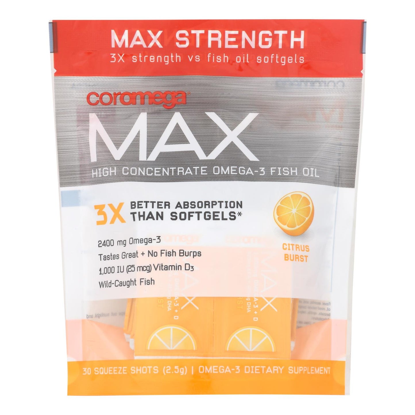 Coromega 公司 - Max Omega 3 柑橘味 - 1 片 - 30 支