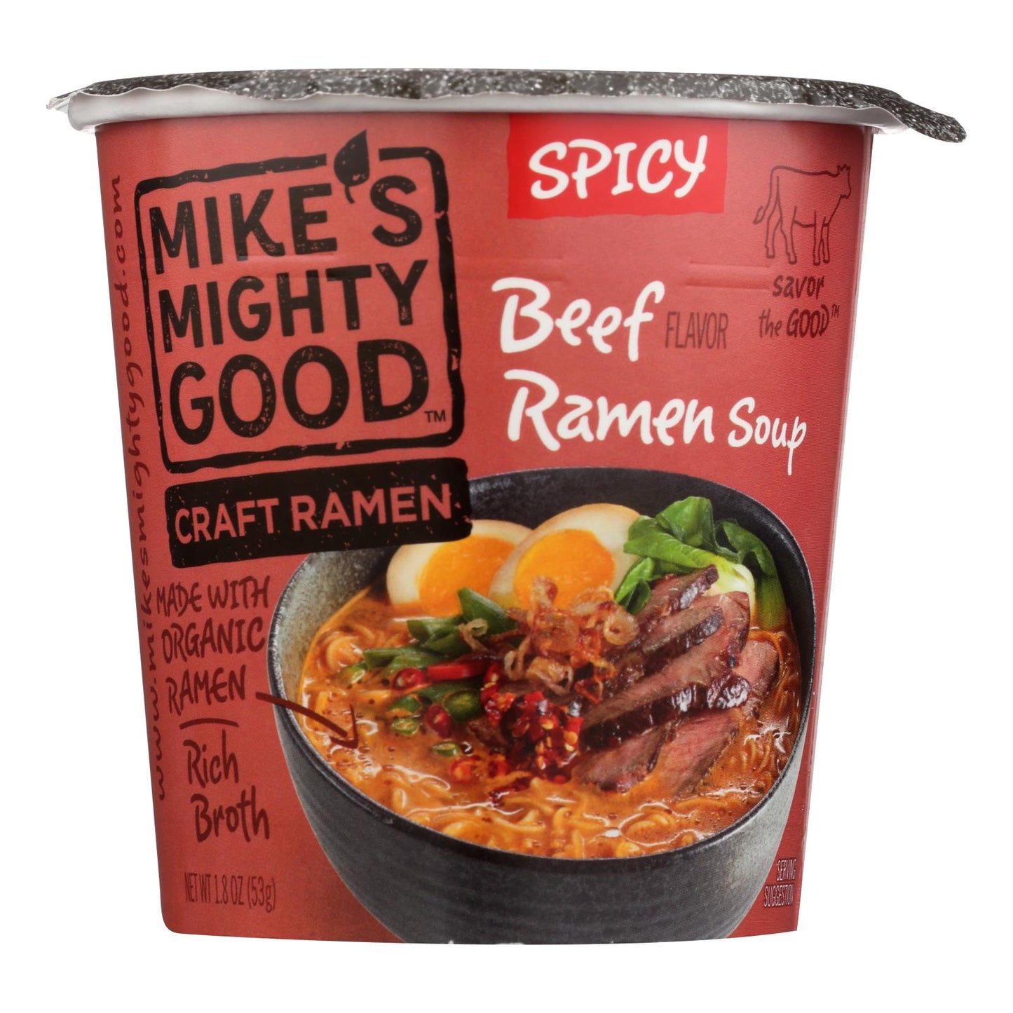 Sopa de ramen con carne picante y muy rica de Mike - Caja de 6 - 1.8 oz