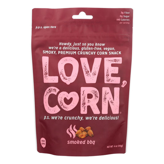 Snack de maíz crujiente ahumado de primera calidad Love Corn® - Caja de 12 - 4 oz