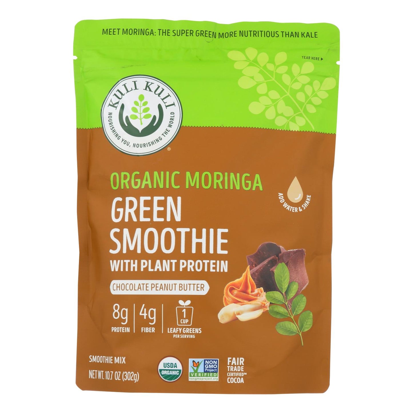 Mezcla de batido verde de moringa orgánica Kuli Kuli - 1 unidad - 10,7 oz