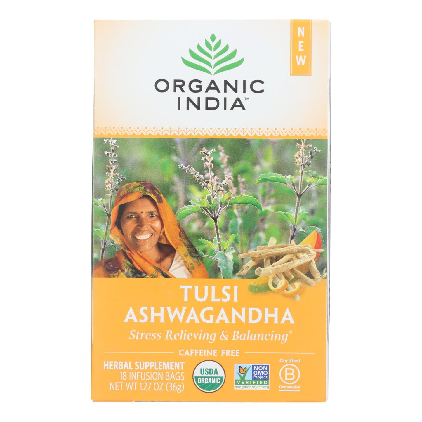 Organic India - Tulsi Ashwagandha - Caja de 6 - 18 unidades