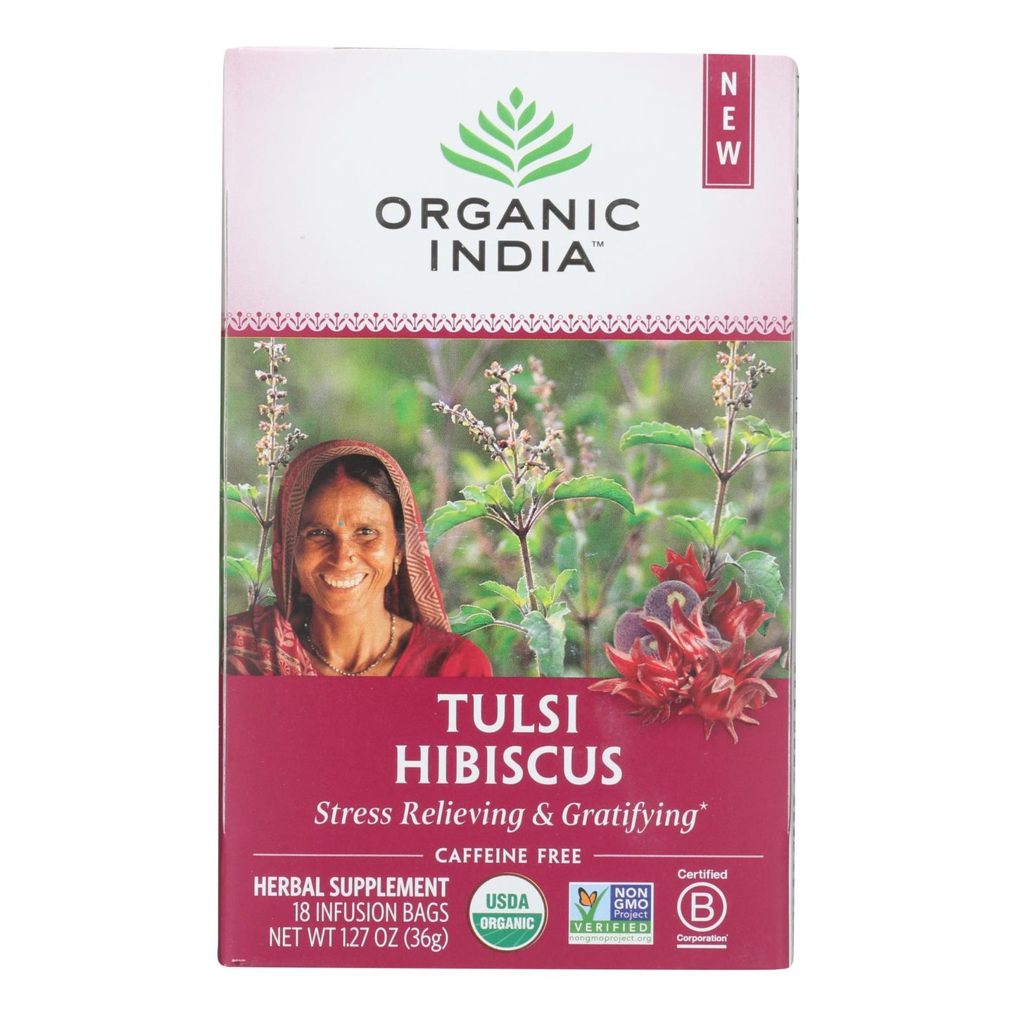 Organic India - Hibisco Tulsi - Caja de 6 - 18 unidades