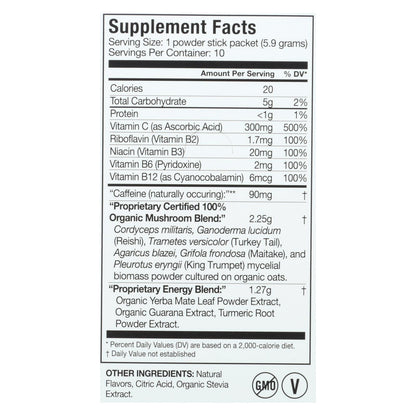 Suplemento dietético en polvo orgánico de Om, con sabor a naranja y cítricos, para la nutrición de hongos, caja de 10, 0,21 oz