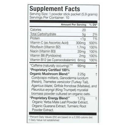Suplemento dietético en polvo orgánico de Om, con sabor a naranja y cítricos, para la nutrición de hongos, caja de 10, 0,21 oz