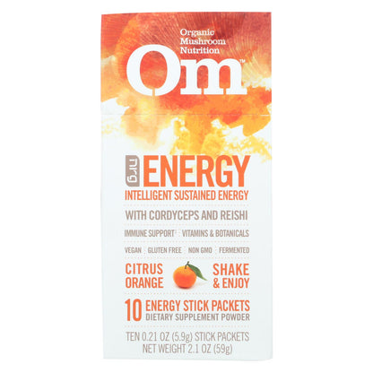 Suplemento dietético en polvo orgánico de Om, con sabor a naranja y cítricos, para la nutrición de hongos, caja de 10, 0,21 oz