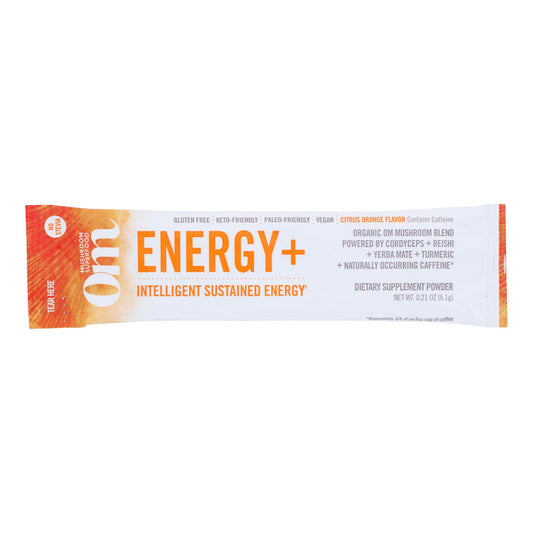 Suplemento dietético en polvo orgánico de Om, con sabor a naranja y cítricos, para la nutrición de hongos, caja de 10, 0,21 oz
