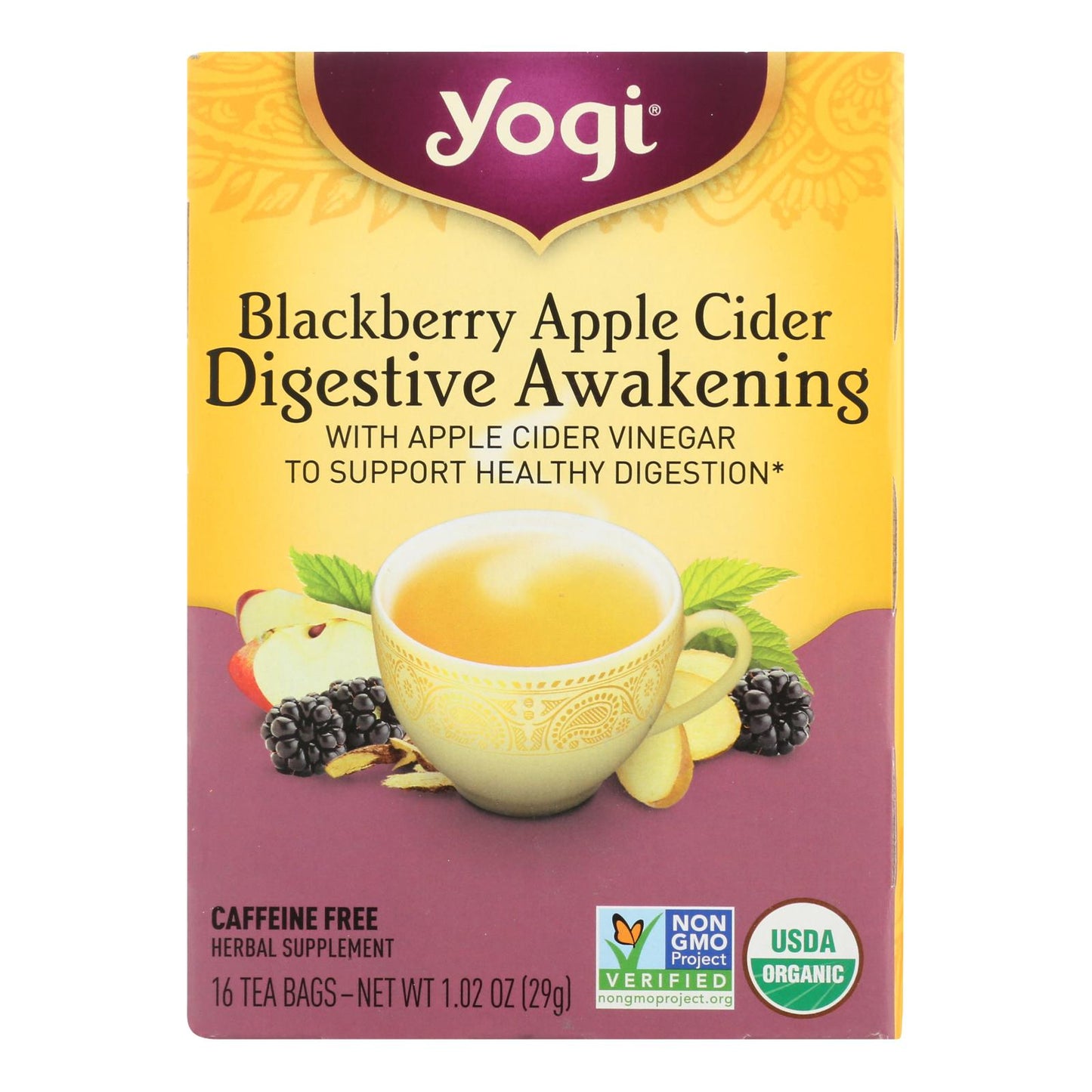 Yogi - Tea Blackberry Apple Digest - Caja de 6 - 16 bolsas