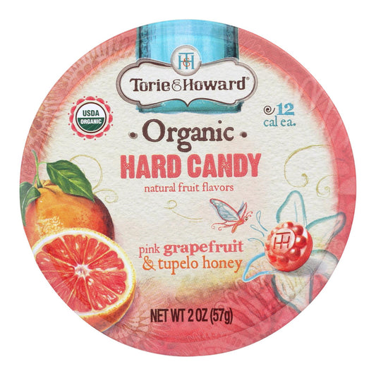 Torie And Howard Organic Hard Candy - Pink Grapefruit And Tupelo Honey - 2 Oz - Case Of 8